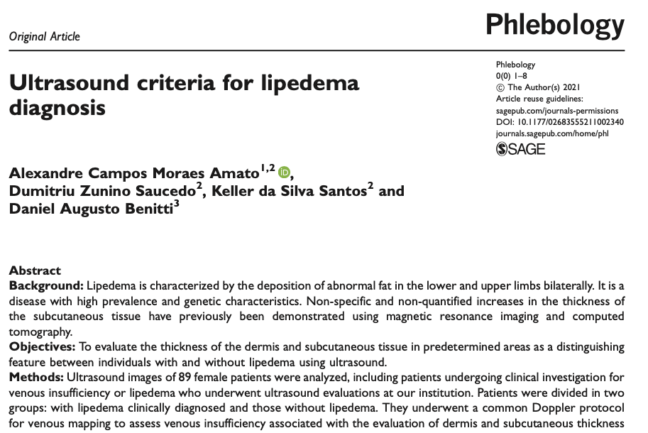 Criterio ultrassonografico para diagnóstico de lipedema