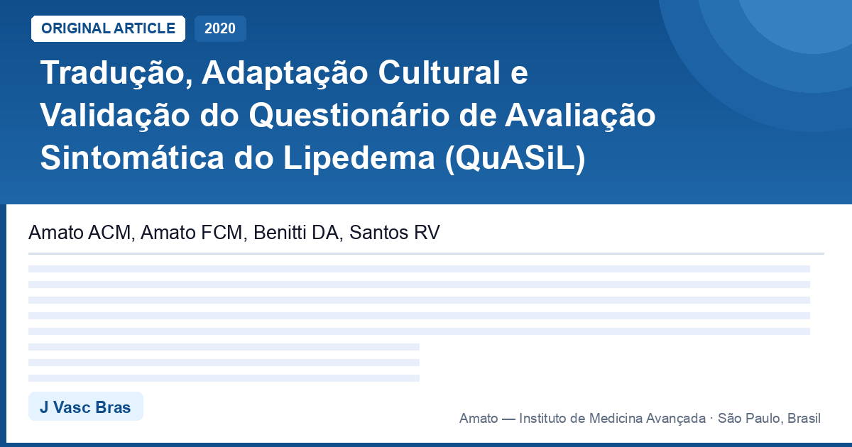 QuASiL: o questionário brasileiro validado para sintomas de lipedema