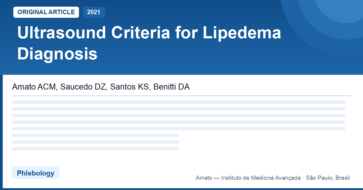 Ultrassom no diagnóstico do lipedema: critérios objetivos